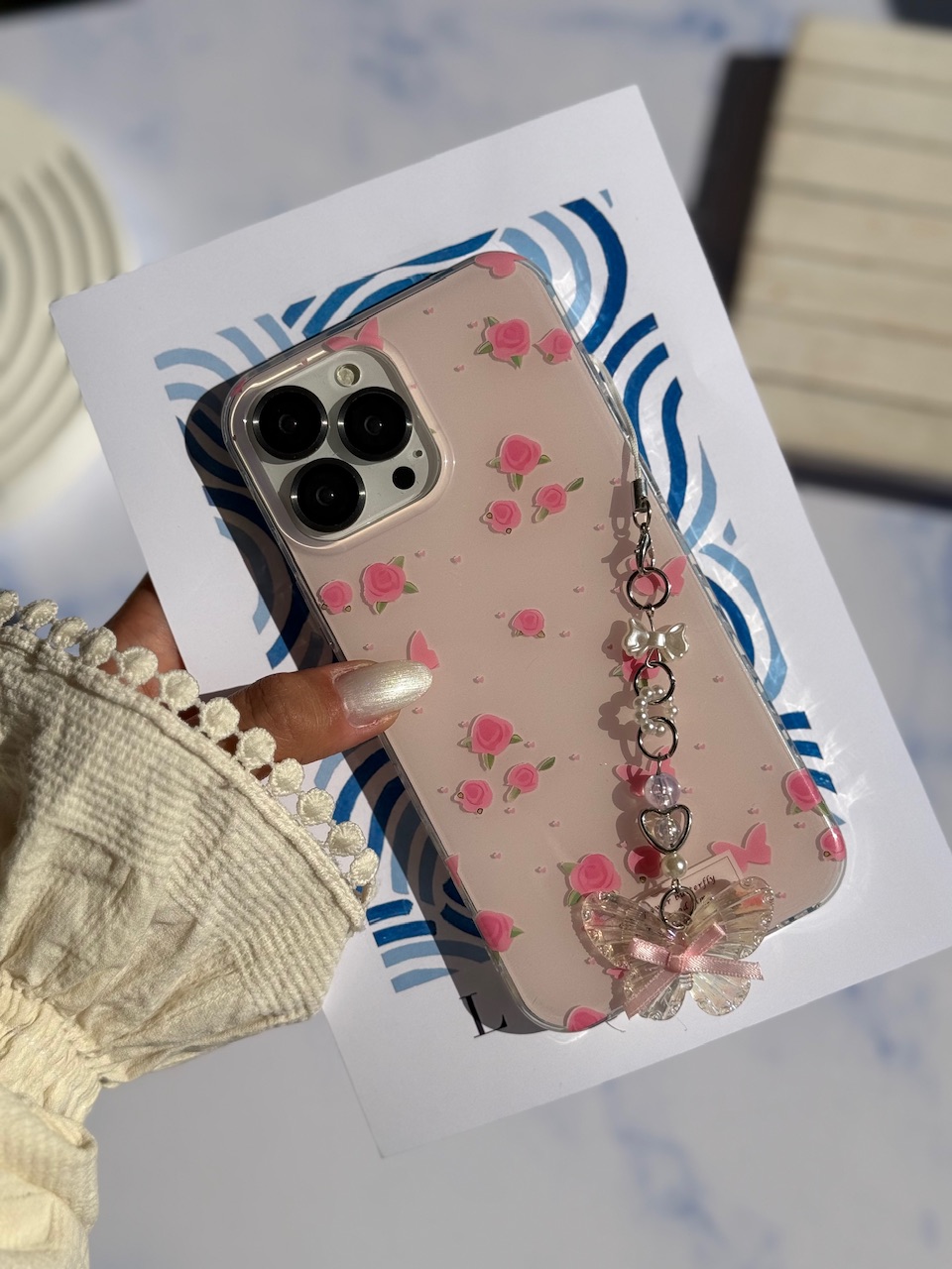 گارد Pink Flower Butterfly با آویز
