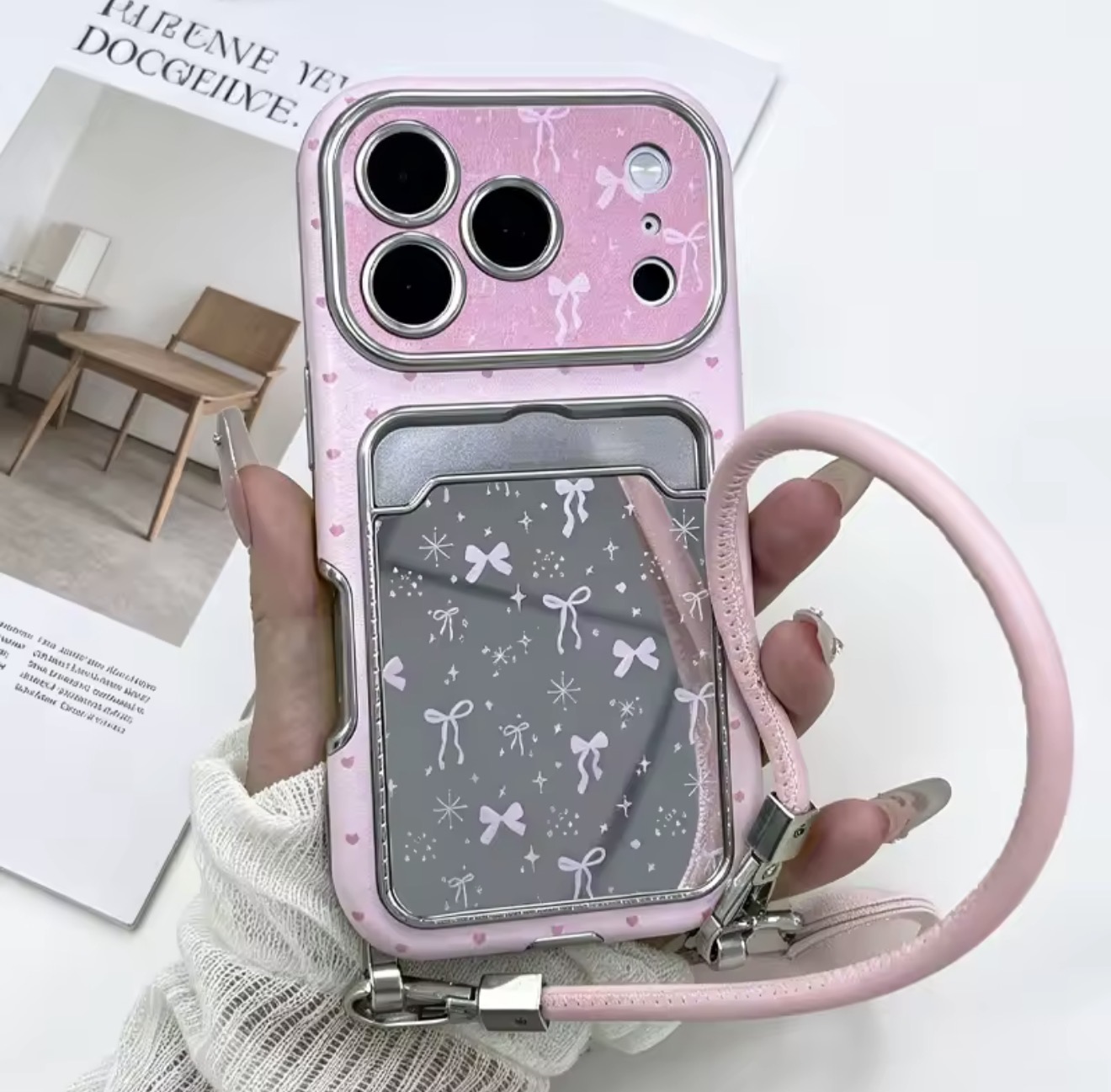 قاب pink ribbon mirror جاکارتی